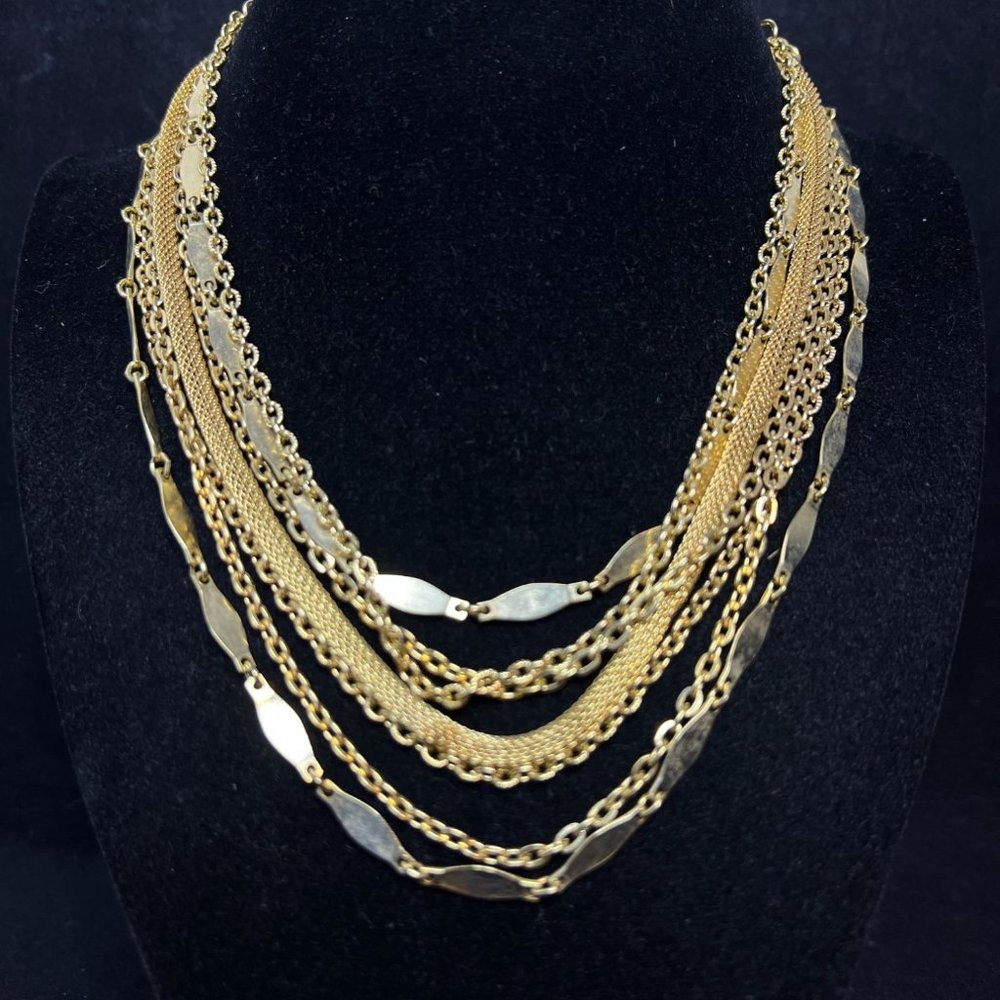 Vintage 7 Strand Gold Tone Necklace 17" (3865)